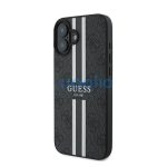 Guess 4G Printed Stripes MagSafe Apple iPhone 16 Plus hátlap tok, fekete/barna GUHMP16MP4RPSK