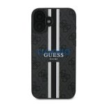 Guess 4G Printed Stripes MagSafe Apple iPhone 16 Plus hátlap tok, fekete/barna GUHMP16MP4RPSK