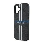 Guess 4G Printed Stripes MagSafe Apple iPhone 16 Plus hátlap tok, fekete/barna GUHMP16MP4RPSK