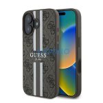 Guess 4G Printed Stripes MagSafe Apple iPhone 16 Plus hátlap tok, barna GUHMP16MP4RPSW