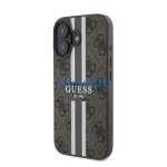 Guess 4G Printed Stripes MagSafe Apple iPhone 16 Plus hátlap tok, barna GUHMP16MP4RPSW