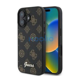   Guess PU Peony Script Apple iPhone 16 Plus MagSafe kompatibilis tok, fekete/barna GUHMP16MPGPYSK