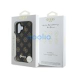 Guess PU Peony Script Apple iPhone 16 Plus MagSafe kompatibilis tok, fekete/barna GUHMP16MPGPYSK