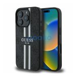 Guess 4G Printed Stripes MagSafe Apple iPhone 16 Pro Max hátlap tok, fekete/barna GUHMP16XP4RPSK