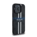 Guess 4G Printed Stripes MagSafe Apple iPhone 16 Pro Max hátlap tok, fekete/barna GUHMP16XP4RPSK