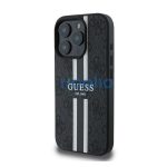Guess 4G Printed Stripes MagSafe Apple iPhone 16 Pro Max hátlap tok, fekete/barna GUHMP16XP4RPSK