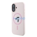 Karl Lagerfeld Silicone KC Heads Ring Apple iPhone 16 hátlap tok, rózsaszín KLHMP16SSCMKCRHP