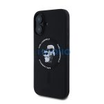 Karl Lagerfeld Liquid Silicone Karl and Choupette MagSafe Apple iPhone 16 Plus hátlap tok, fekete