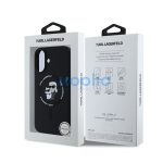 Karl Lagerfeld Liquid Silicone Karl and Choupette MagSafe Apple iPhone 16 Plus hátlap tok, fekete