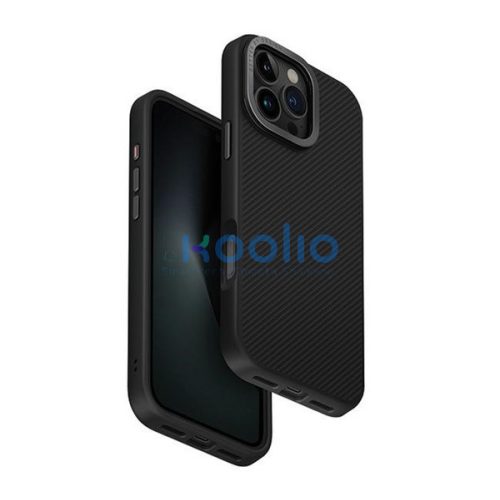 Uniq Keva Apple iPhone 16 Pro Max Magsafe hátlap tok kameravédő peremmel, karbon fekete