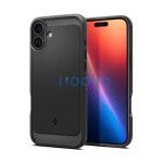 Spigen Rugged Armor MagFit Apple iPhone 16 tok, Matte Black, fekete ACS08214