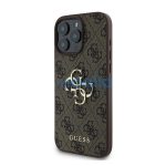 Guess PU 4G Metal Logo Apple iPhone 16 Pro hátlap tok, barna