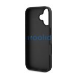 Guess PU 4G Strass Triangle Metal Logo Apple iPhone 16 hátlap tok Crossbody pánttal, fekete