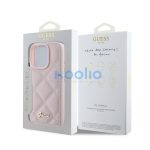 Guess PU Leather Quilted Apple iPhone 16 Pro hátlap tok, rózsaszín