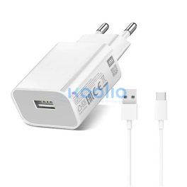   Hálózati töltő adapter, 10W, USB aljzat, USB Type-C kábellel, Xiaomi, fehér, gyári