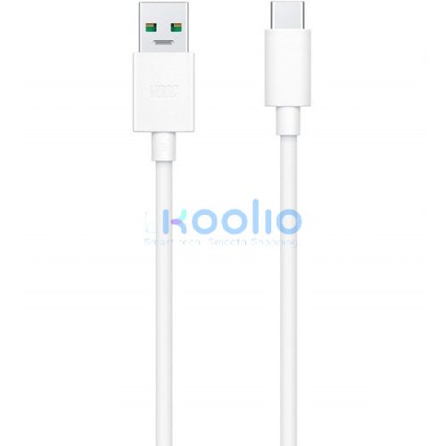 USB töltő- és adatkábel, USB Type-C, 100 cm, 65W, gyorstöltés, Realme, fehér, gyári