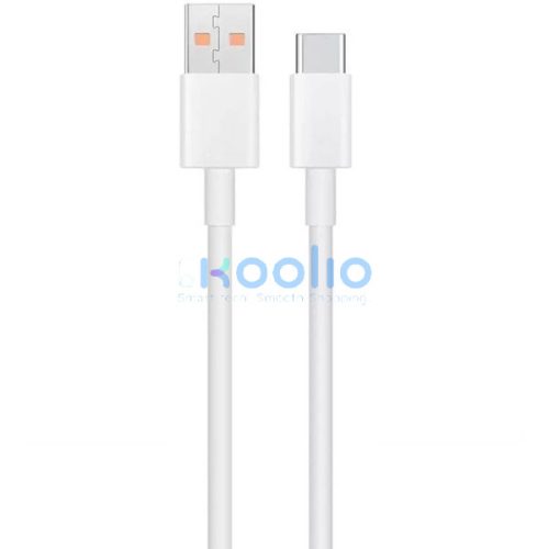 USB töltő- és adatkábel, USB Type-C, 100 cm, 6000 mA, gyorstöltés, Xiaomi, fehér, gyári