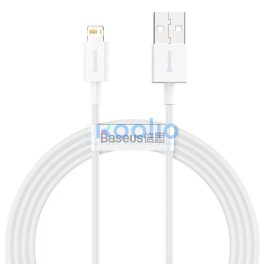   USB töltő- és adatkábel, Lightning, 150 cm, 2400 mA, törésgátlóval, gyorstöltés, PD, Baseus Superior, CALYS-B02, fehér