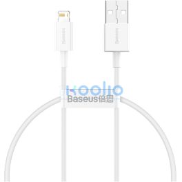   USB töltő- és adatkábel, Lightning, 25 cm, 2400 mA, törésgátlóval, gyorstöltés, PD, Baseus Superior, CALYS-02, fehér