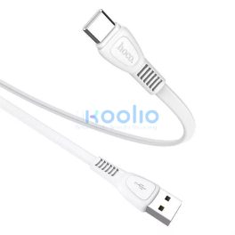   USB töltő- és adatkábel, USB Type-C, 100 cm, 2400 mA, törésgátlóval, lapos, Hoco X40 Noah, fehér