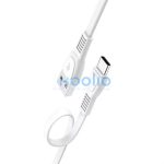 USB töltő- és adatkábel, USB Type-C, 100 cm, 2400 mA, törésgátlóval, lapos, Hoco X40 Noah, fehér