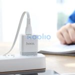 USB töltő- és adatkábel, USB Type-C, 100 cm, 2400 mA, törésgátlóval, lapos, Hoco X40 Noah, fehér