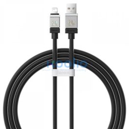   USB töltő- és adatkábel, Lightning, 100 cm, 2400 mA, törésgátlóval, gyorstöltés, Baseus Coolplay, CAKW000401, fekete