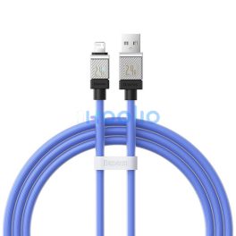   USB töltő- és adatkábel, Lightning, 100 cm, 2400 mA, törésgátlóval, gyorstöltés, Baseus Coolplay, CAKW000403, kék