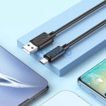 USB töltő- és adatkábel, microUSB, 100 cm, 2400 mA, gyorstöltés, PD, QC, Hoco X88 Gratified, fekete