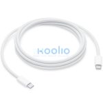 USB Type-C töltő- és adatkábel, USB Type-C, 200 cm, 240W, gyorstöltés, PD, cipőfűző minta, Apple, fehér, gyári