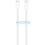 USB Type-C töltő- és adatkábel, USB Type-C, 200 cm, 240W, gyorstöltés, PD, cipőfűző minta, Apple, fehér, gyári