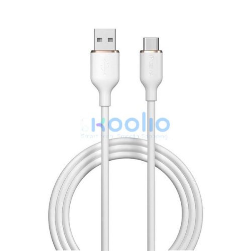 USB töltő- és adatkábel, USB Type-C, 120 cm, 2400 mA, gyorstöltés, Devia Jelly, EC629, fehér