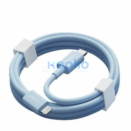 USB Type-C töltő- és adatkábel, Lightning, 100 cm, 20W, törésgátlóval, gyorstöltés, PD, Baseus Superior, CAYS001903, világoskék