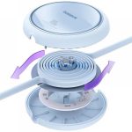 USB Type-C töltő- és adatkábel, USB Type-C, 100 cm, 100W, gyorstöltés, PD, lapos, feltekerhető, Baseus Free2Draw, világoskék