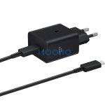 Hálózati töltő adapter, 45W, USB Type-C aljzat, USB Type-C - USB Type-C kábellel, PD, PDO / PPS, gyorstöltés, Samsung, fekete, gyári