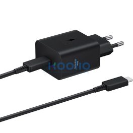   Hálózati töltő adapter, 45W, USB Type-C aljzat, USB Type-C - USB Type-C kábellel, PD, PDO / PPS, gyorstöltés, Samsung, fekete, gyári
