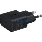 Hálózati töltő adapter, 25W, USB Type-C aljzat, USB Type-C - USB Type-C kábellel, PD, PDO / PPS, GaN, gyorstöltés, Samsung, fekete, gyári