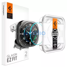   Samsung Galaxy Watch Ultra (47mm) SM-L705, Kijelzővédő fólia, ütésálló fólia (az íves részre is!), Tempered Glass (edzett üveg), Spigen Ez Fit, Clear, 2 db / csomag