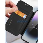 Apple iPhone 16, Oldalra nyíló tok, stand, közepesen ütésálló, Magsafe kompatibilis, Dux Ducis Skin Pro Magsafe, fekete