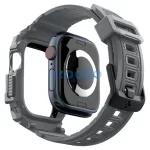 Apple Watch 10-11 (46 mm), Szilikon védőkeret, ütésálló, szíjjal, Spigen Rugged Armor Pro, sötétszürke