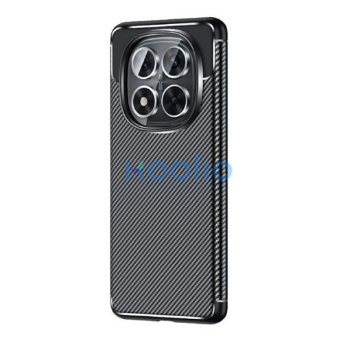 Xiaomi Redmi Note 14 Pro 5G (Global) / Poco X7, Szilikon tok, közepesen ütésálló, légpárnás sarok, karbon minta, fekete