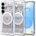 Samsung Galaxy S25 SM-S931, Műanyag hátlap védőtok + szilikon keret, Magsafe töltővel kompatibilis, Telefon belső minta, Spigen Ultra Hybrid Zero One Mag, átlátszó/fehér