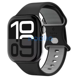   Apple Watch 4-6, SE, SE (2022), SE (2025) (38 / 40 mm) / Watch 7-9 (41 mm) / Watch 10-11 (42 mm), szilikon pótszíj, állítható, Spigen Nano Pop, fekete/szürke