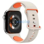 Apple Watch 4-6, SE, SE (2022), SE (2025) (38 / 40 mm) / Watch 7-9 (41 mm) / Watch 10-11 (42 mm), szilikon pótszíj, állítható, Spigen Nano Pop, bézs/narancs