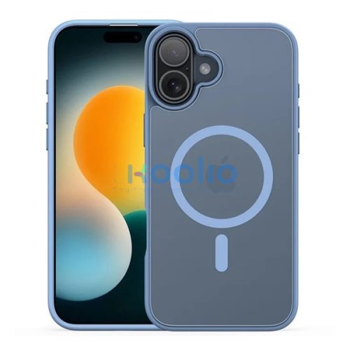 Apple iPhone 17, Műanyag hátlap védőtok + szilikon keret, közepesen ütésálló, légpárnás sarok, Magsafe kompatibilis, Dux Ducis Yind, áttetsző/világoskék