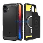 Spigen Rugged Armor MagFit Apple iPhone 16 Plus tok, Matte Black, fekete