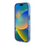 Guess IML Peony On 4G Background iPhone 16 MagSafe kemény hátlap tok, kék GUHMP16SH4PYEEB