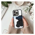 Teddy Bear iPhone 16 Plus csillogó köves tok, fekete