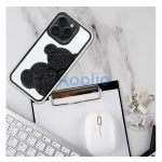 Teddy Bear iPhone 16 Plus csillogó köves tok, fekete