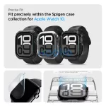 Spigen EliteShield EZ Fit Apple Watch 11 /Watch 10 46mm kijelzővédő fólia felhelyező kerettel (2db)